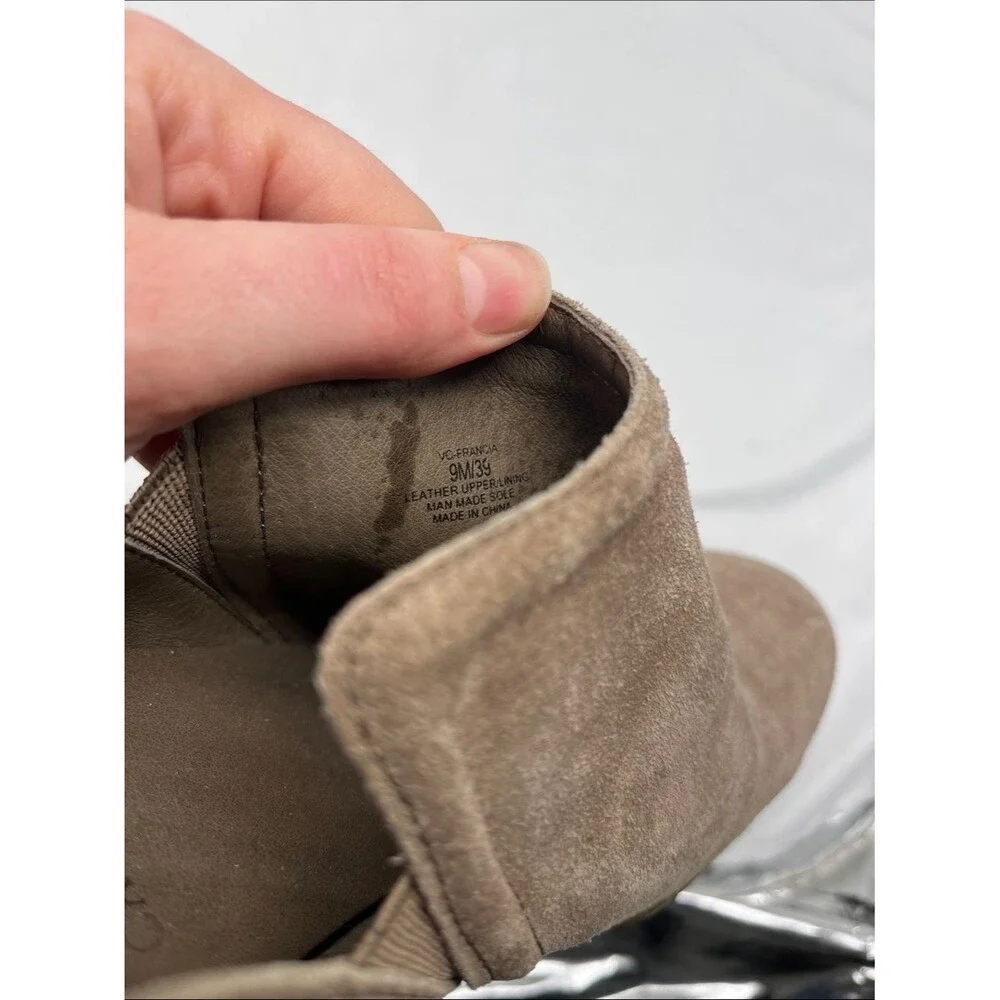 Vince Camuto Francia Taupe Suede Ankle Booties